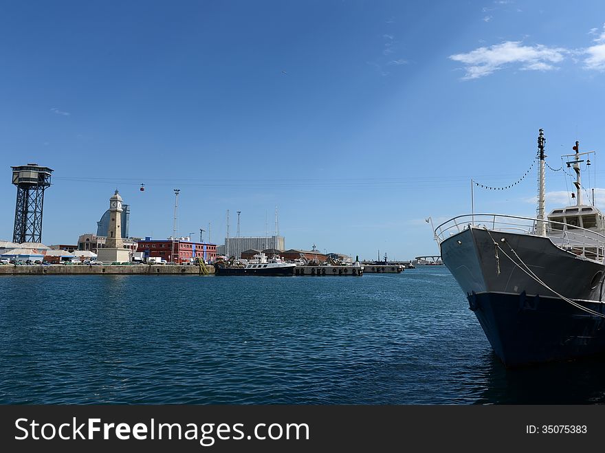 BARCELONA, SPAIN - MAY 30: Port Vell and La Barceloneta district in May 30, 2013 in Barcelona, Spain. It is the oldest and largest port the city. BARCELONA, SPAIN - MAY 30: Port Vell and La Barceloneta district in May 30, 2013 in Barcelona, Spain. It is the oldest and largest port the city.