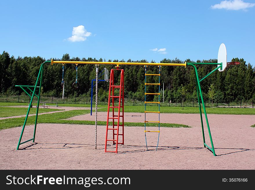 Playground for children in the hot summer day