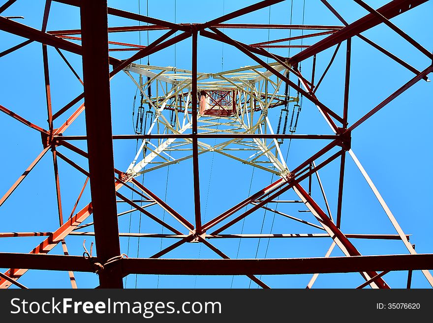Picture of a high-voltage tower and sky background from Romania. Picture of a high-voltage tower and sky background from Romania.