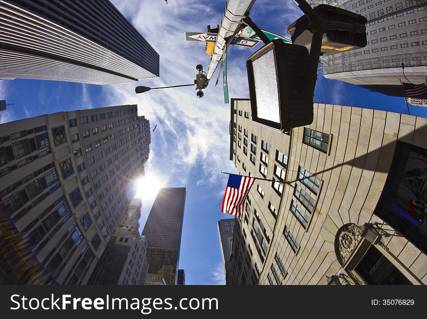 New York City - Street With Fisheye