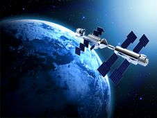 Satellite In Space Stock Photo