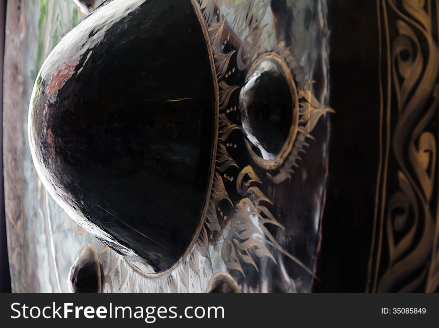 Close up image of gong at a Buddhist temple,Thailand