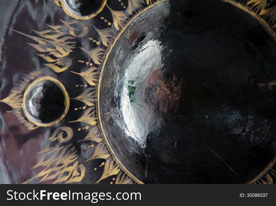 Close up image of gong at a Buddhist temple,Thailand