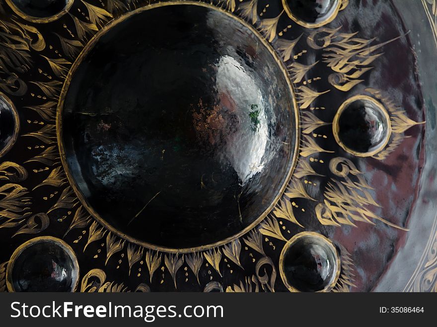 Close up image of gong at a Buddhist temple,Thailand