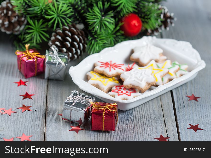 Christmas cookies on a white plate