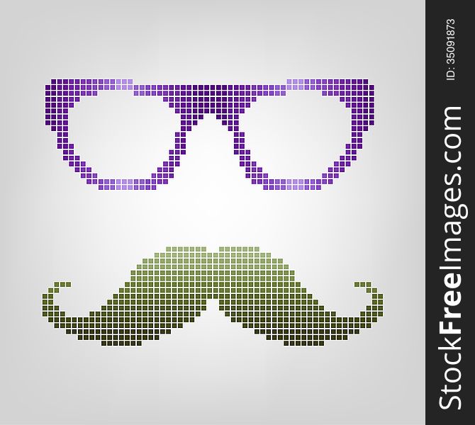 Hipster Glasses And Mustaches.