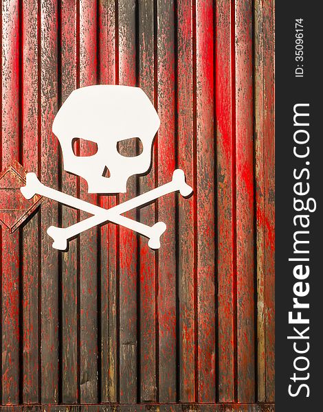 Skull on a red cargo container