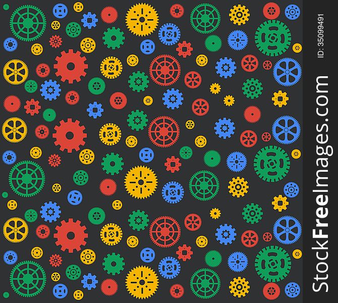 Industry pattern - seamless machinery gear texture. Abstract illustration with cogwheels and mechanical parts. Industry pattern - seamless machinery gear texture. Abstract illustration with cogwheels and mechanical parts.