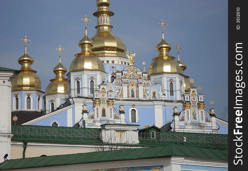 Ukraine. Kiev. Church. A historical building. Mihajlovsky a cathedral. A unique kind. Christianity. Travel. Tourism.