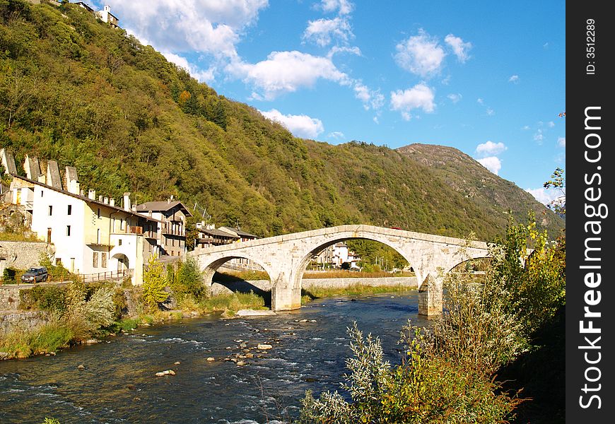 A bridge in the green italian landscape