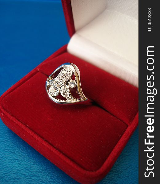 Silver ring in beautiful red box. Silver ring in beautiful red box
