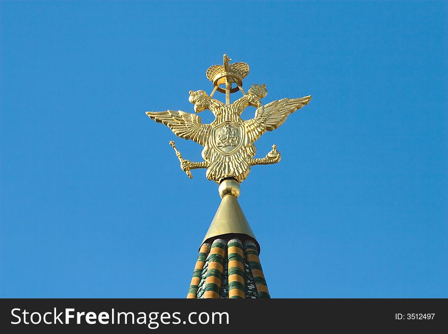 Golden two-headed eagle on the Red Square, Moscow, Russia