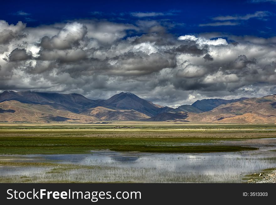 Mountains and sky in tibet