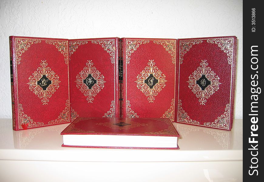 Series of books gild with gold leaf