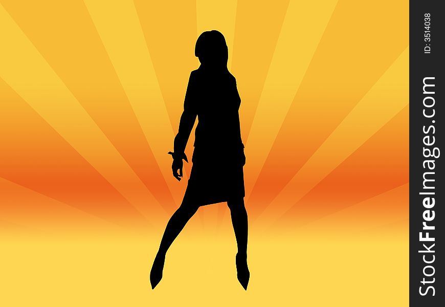 Black girl silhouette standing in orange light