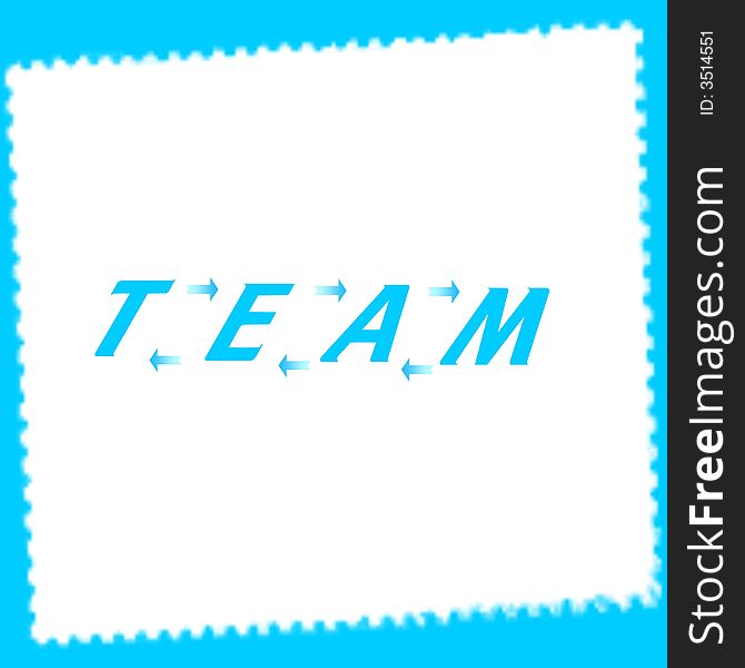 The word team in turquoise blue letters with arrows between each letter.