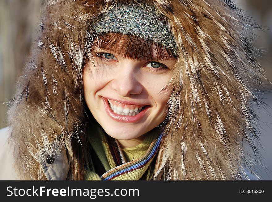 Smiley girl, Winter portrait