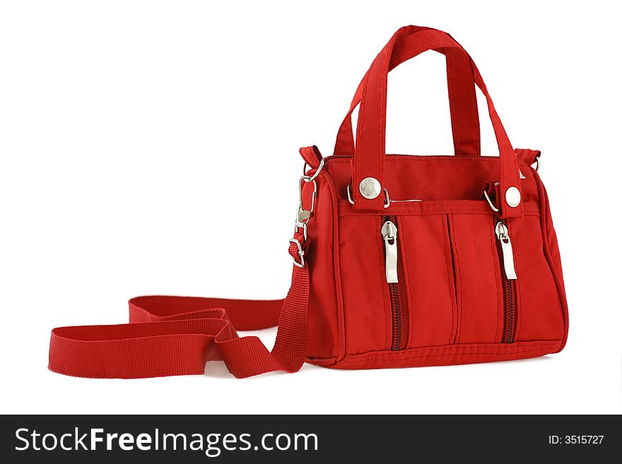 Red handbag with long handle. Red handbag with long handle