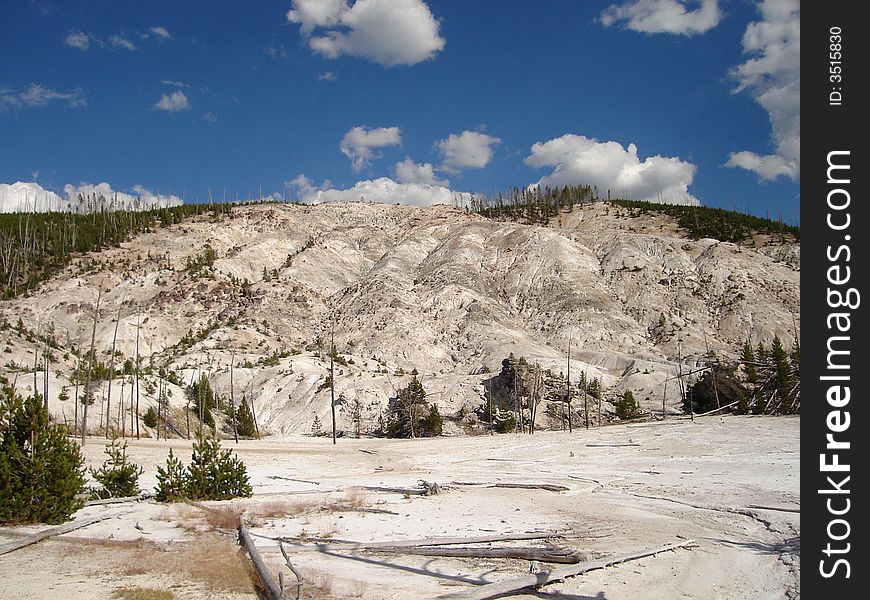 The Picture of Roaring Mountains was taken in Yellowstone National Park.