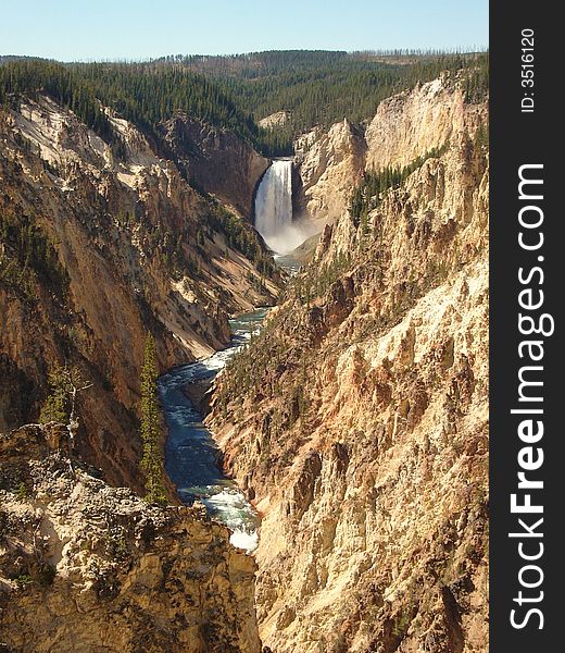Lower Yellowstone Falls is located in Yellowstone National Park.