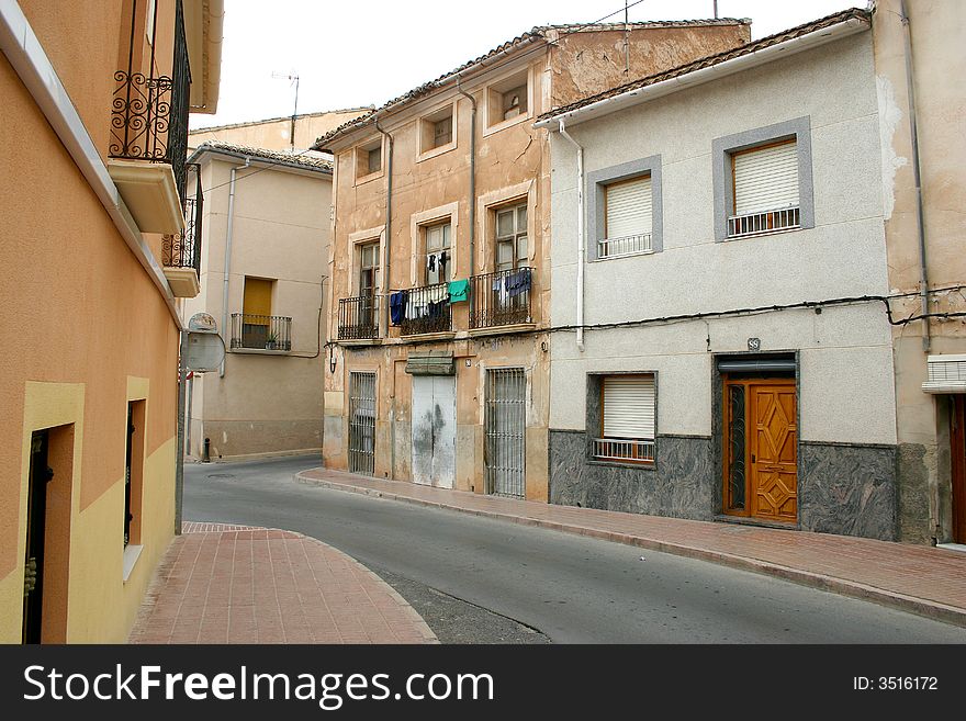 Spanish street in Monovar, Alicante, Spain