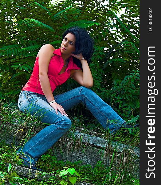 Portrait of young happy brunette. Portrait of young happy brunette