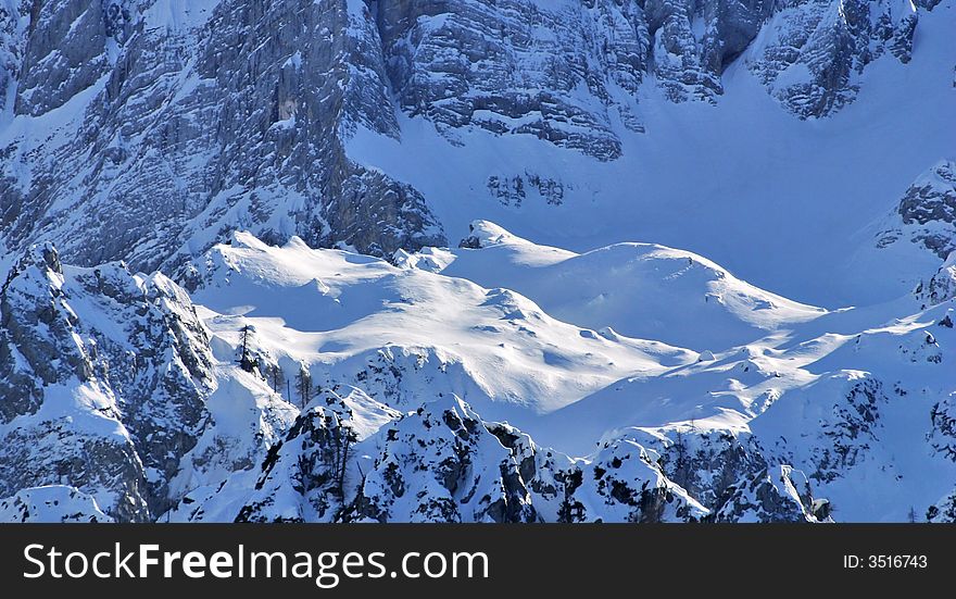 Winter Season on Snowy Mountain covered with snow