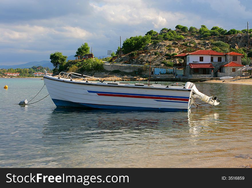 Fishing boat in port in greece