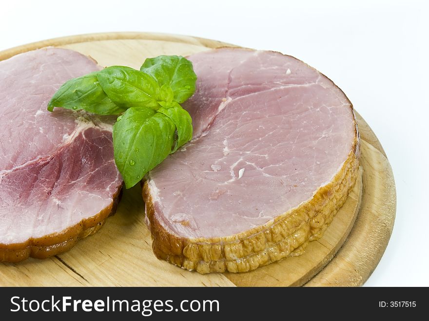 Smoked ham on the cutting board.