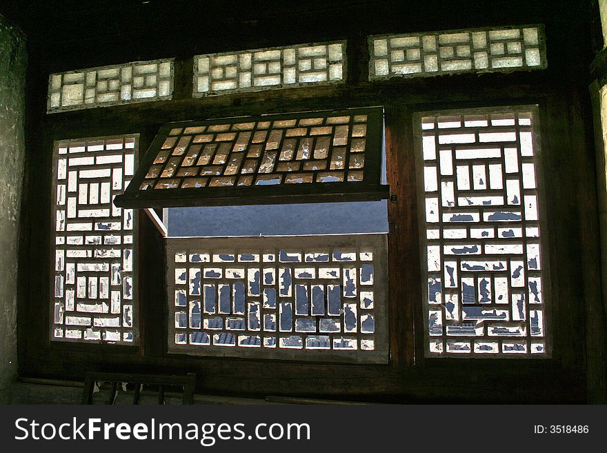 The windows of farmer's house in beijing suburb