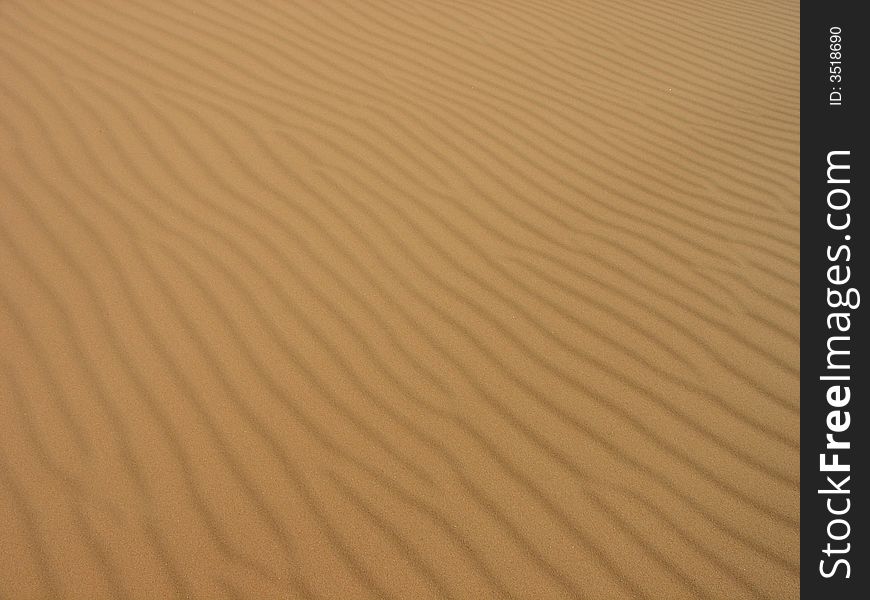 Ripples formed by winds on the sand dunes