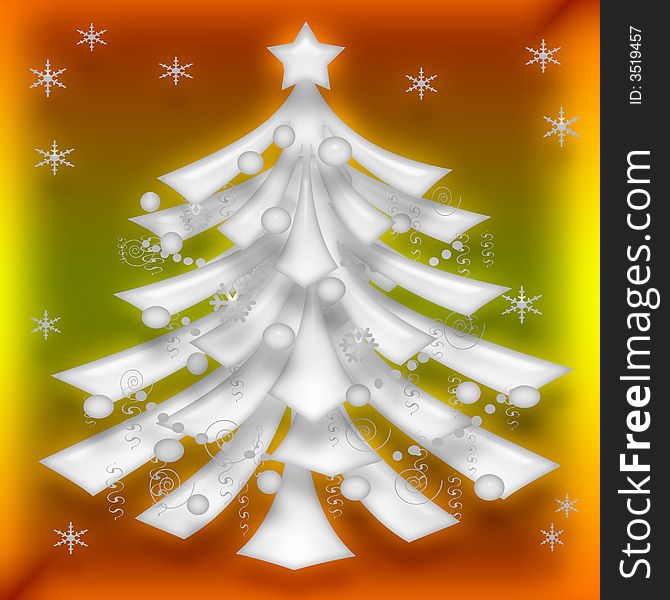 Crystal abstract Christmas tree with ornaments  on  background. Crystal abstract Christmas tree with ornaments  on  background