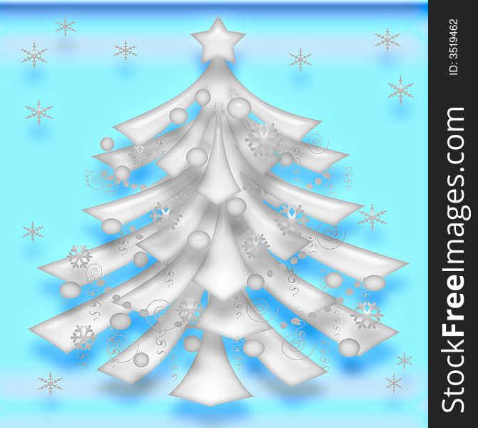Crystal abstract Christmas tree with ornaments  on  background. Crystal abstract Christmas tree with ornaments  on  background