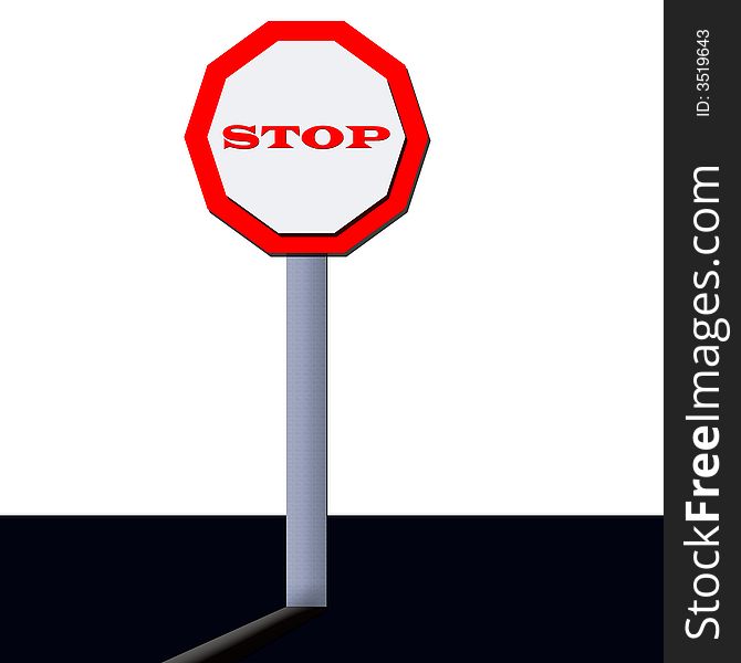 Stop board and red used white and black background design