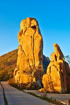 The Five People Ridge Two Boulders Sunset Autumn Royalty Free Stock Photography The Five People Ridge Two Boulders Sunset Autumn Royalty Free Stock Photography
