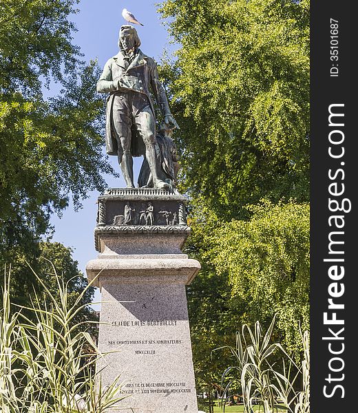 Statue of Claude Louis Berthollet in Annecy , France. Claude Louis Berthollet was a Savoyard-French chemist who became vice president of the French Senate in 1804. He is known for his scientific contributions to theory of chemical equilibria via the mechanism of reverse chemical reactions, and for his contribution to modern chemical nomenclature.