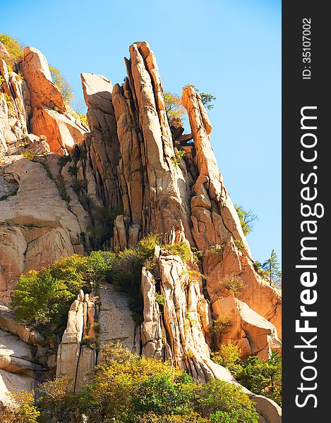 The steep rocks of gallery valley of Zu mountain