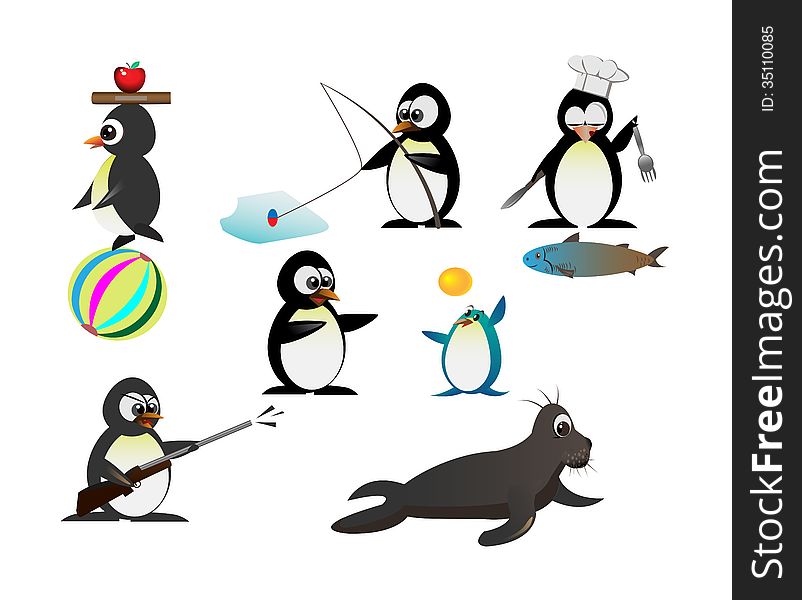 Penguin character on whiet background