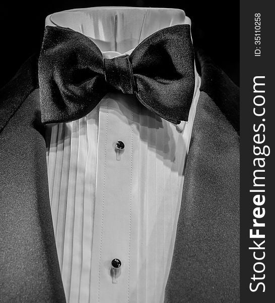 Large Bow Tie with Shirt and Tuxedo Lapels. Large Bow Tie with Shirt and Tuxedo Lapels