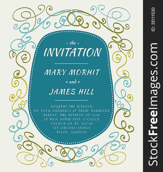 Invitation to the wedding, in the style of sketch. Invitation to the wedding, in the style of sketch