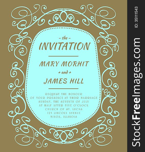 Invitation to the wedding, in the style of sketch. Invitation to the wedding, in the style of sketch