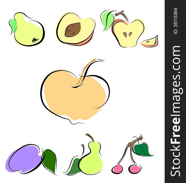 Illustration of several fresh fruits