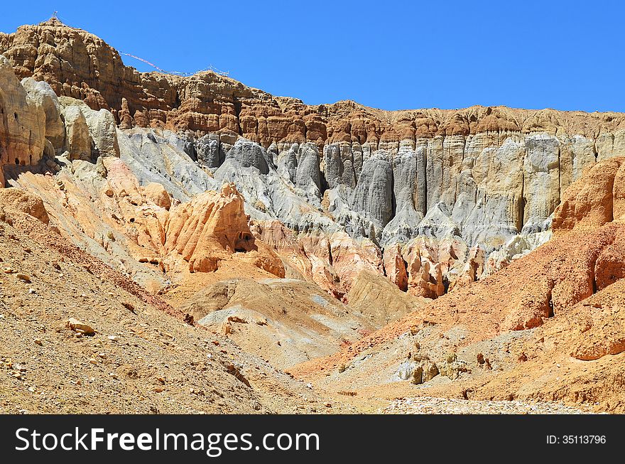 Tibet.Rocks And Caves In The Valley Of The Garuda