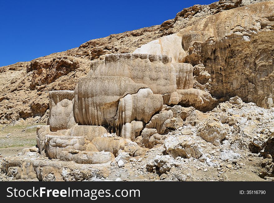 Tibet.Hot spring bath formed from limestone in the valley of the Garuda. Tibet.Hot spring bath formed from limestone in the valley of the Garuda.