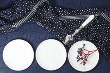 Porcelain Dishes And Cookies With Cranberries Royalty Free Stock Photos