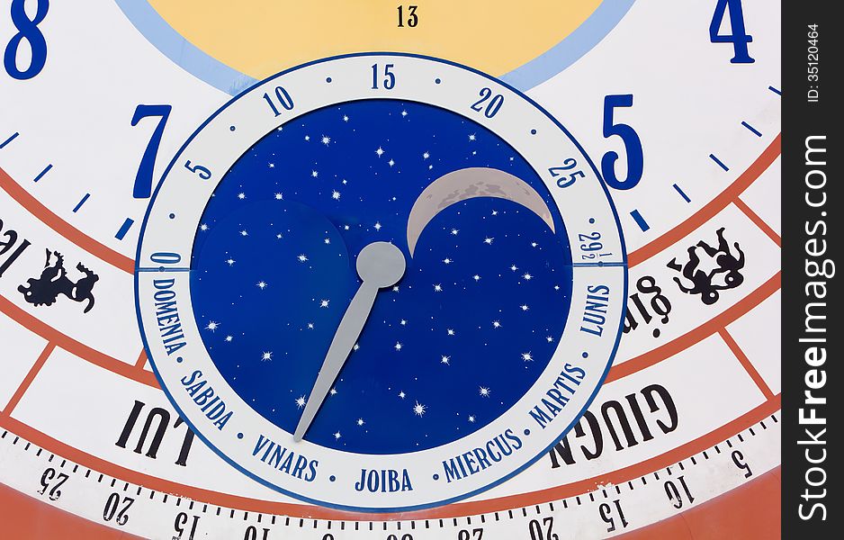 Close-up On Giant Calendar Wall Clock