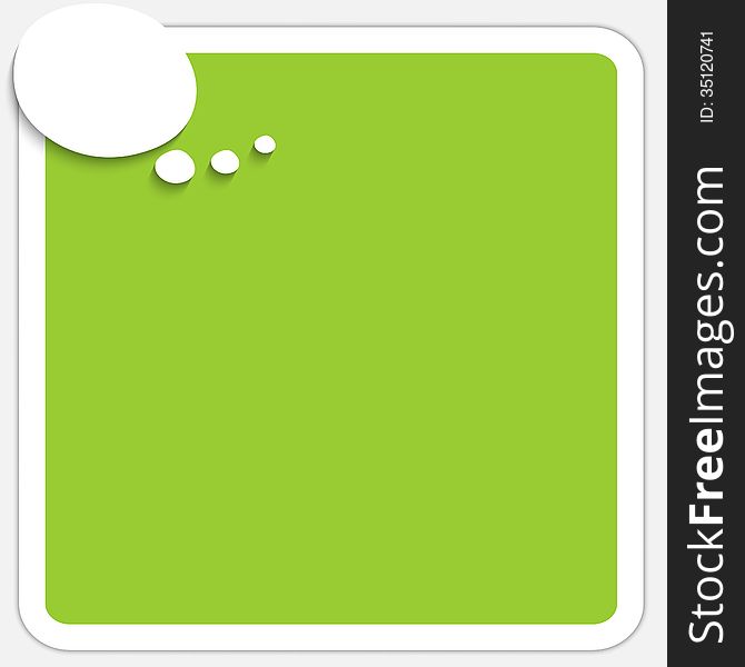 Green text box for any text and speech bubble