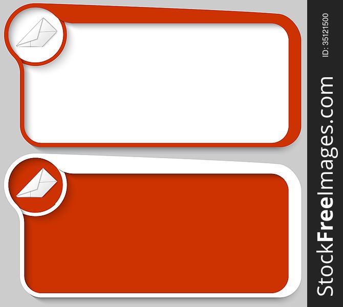 Two red vector text box and envelope