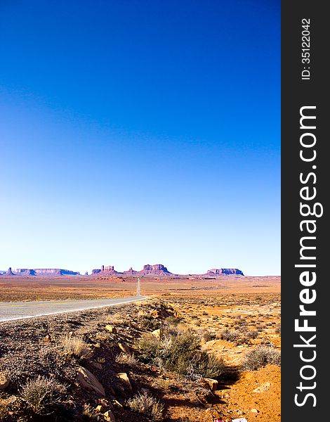 A view of the Monument Valley, coming from Mexican Hat, Utah. A view of the Monument Valley, coming from Mexican Hat, Utah