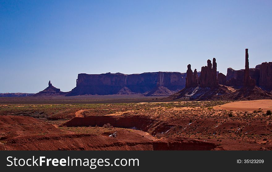 A view of the Monument Valley. A view of the Monument Valley